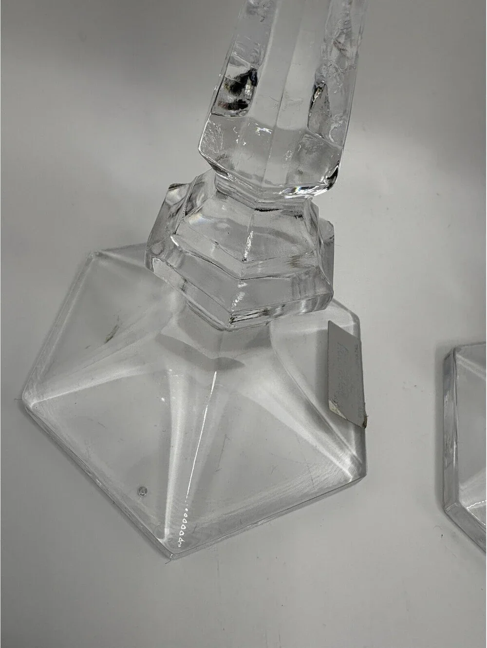Vintage Mikasa Style 7 Inch Hexagonal Crystal Candle Holders Pair